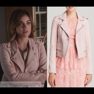 Maje light pink suede motto jacket